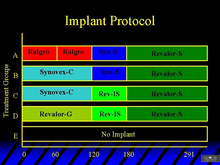 Implant Protocol Ralgro Treatment Groups A Ralgro Syn-S Revalor-S B Synovex-C Syn-S Revalor-S C