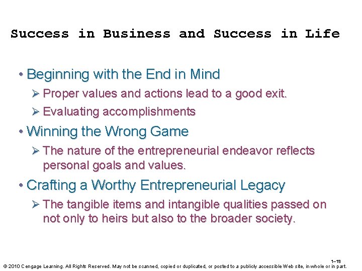 Success in Business and Success in Life • Beginning with the End in Mind