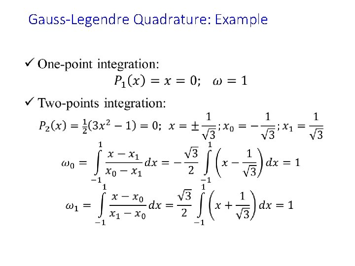 Gauss-Legendre Quadrature: Example • 