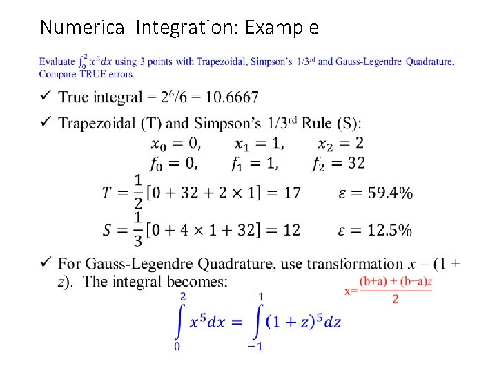 Numerical Integration: Example • 