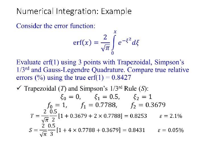 Numerical Integration: Example • 