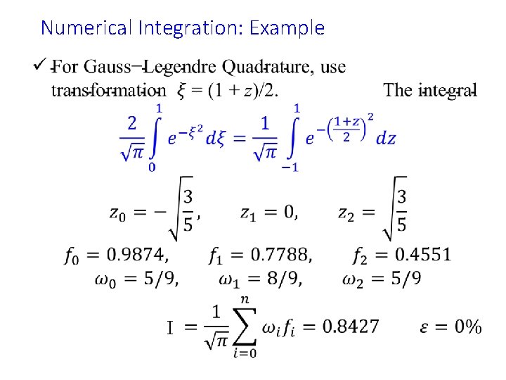 Numerical Integration: Example • I 