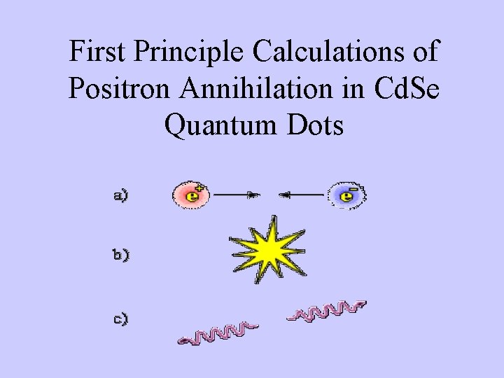 First Principle Calculations of Positron Annihilation in Cd. Se Quantum Dots 