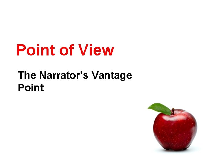 Point of View The Narrator’s Vantage Point 