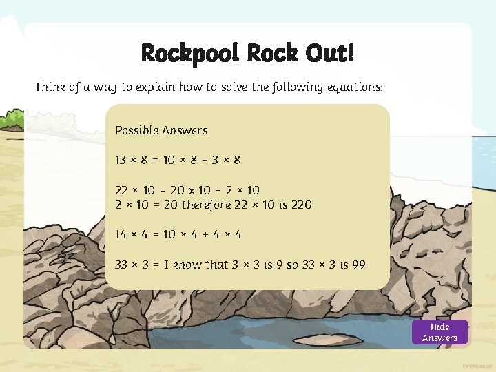 Rockpool Rock Out! Think of a way to explain how to solve the following