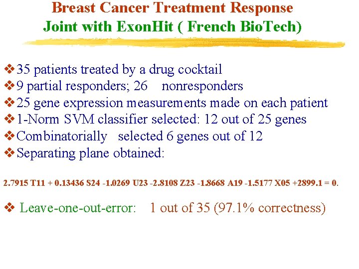 Breast Cancer Treatment Response Joint with Exon. Hit ( French Bio. Tech) v 35