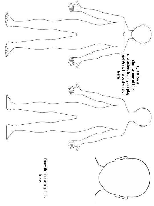 Question 8 Choose one of the characters from your play and draw the costume Question 8 Choose one of the characters from your play and draw the costume