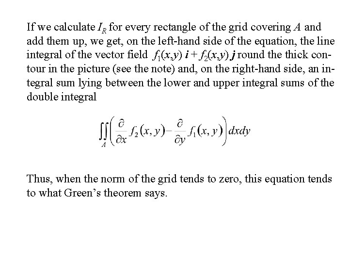 If we calculate IR for every rectangle of the grid covering A and add