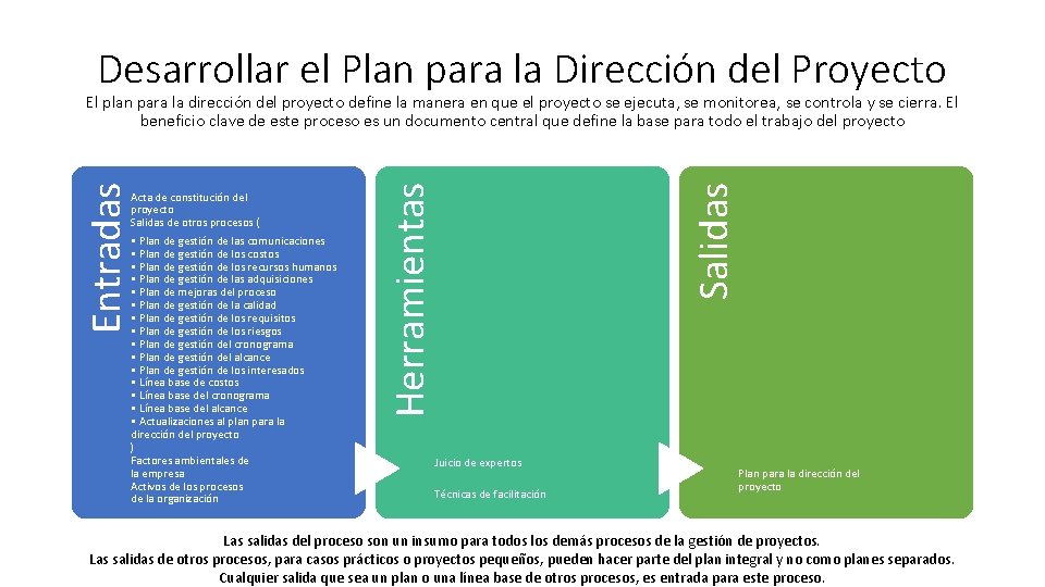Desarrollar el Plan para la Dirección del Proyecto • Plan de gestión de las