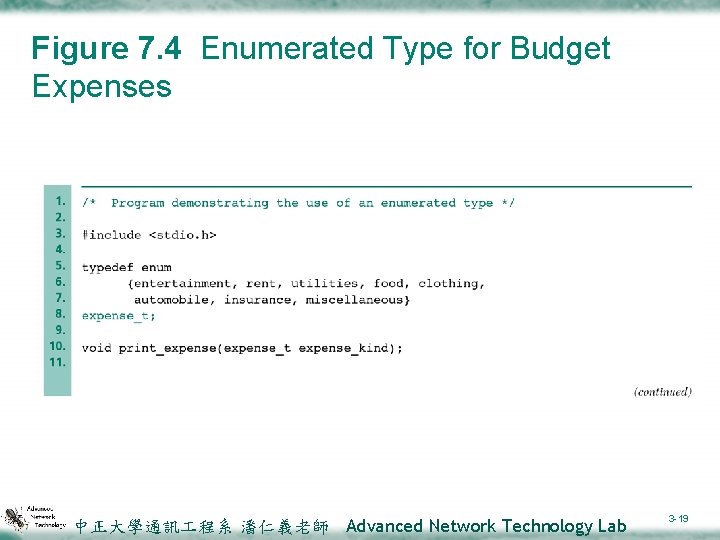 Figure 7. 4 Enumerated Type for Budget Expenses 中正大學通訊 程系 潘仁義老師 Advanced Network Technology