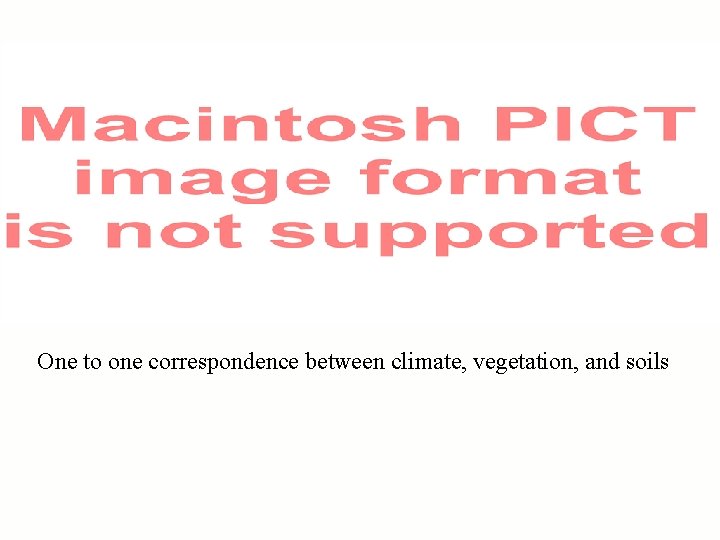 One to one correspondence between climate, vegetation, and soils 