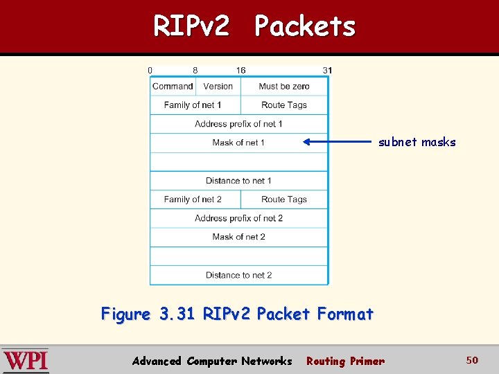 RIPv 2 Packets subnet masks Figure 3. 31 RIPv 2 Packet Format Advanced Computer