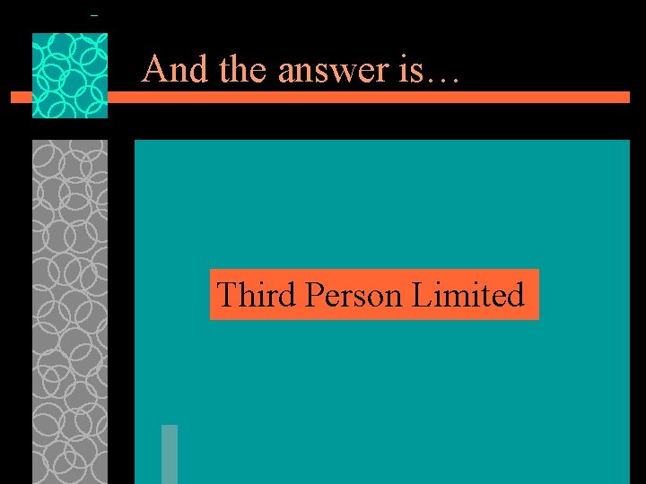 And the answer is… Third Person Limited 