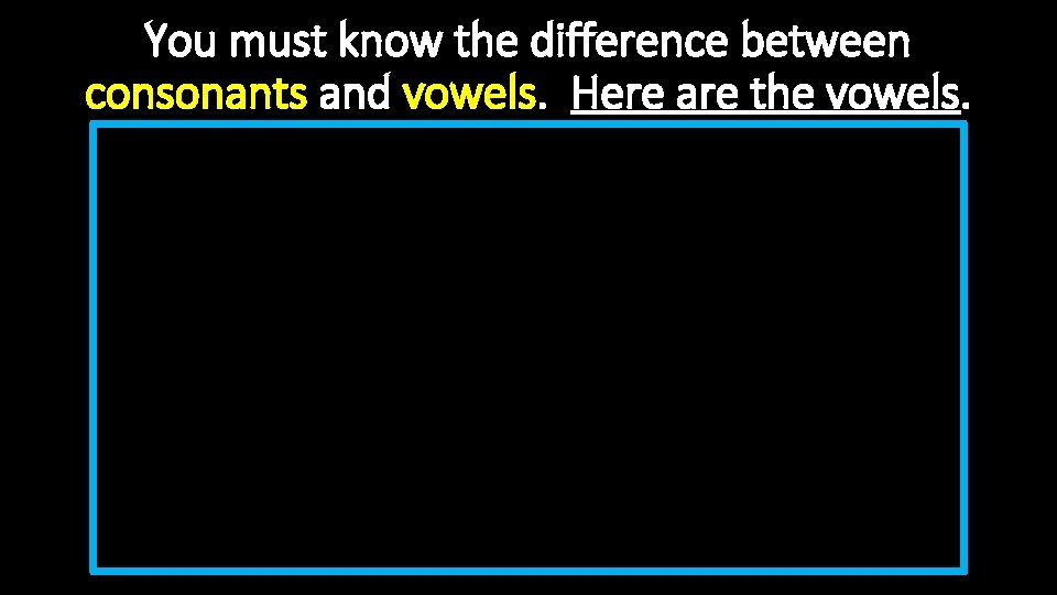 You must know the difference between consonants and vowels. Here are the vowels. 