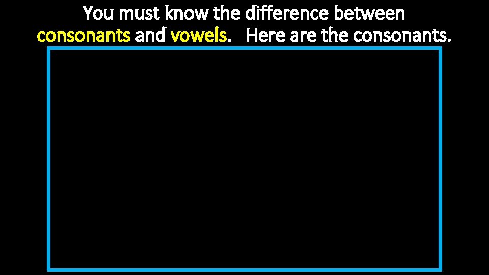 You must know the difference between consonants and vowels. Here are the consonants. 