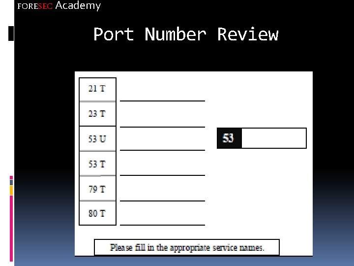 FORESEC Academy Port Number Review 