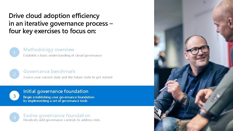 Drive cloud adoption efficiency in an iterative governance process – four key exercises to