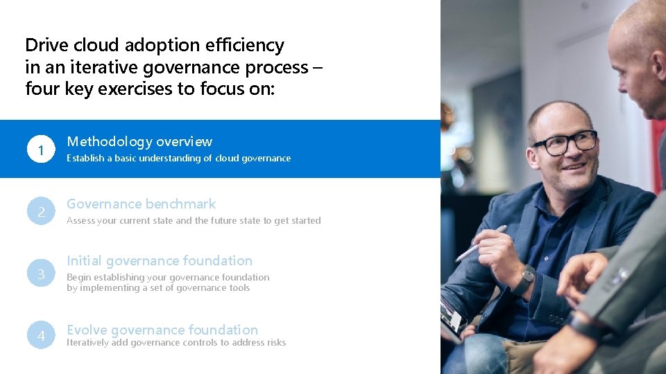 Drive cloud adoption efficiency in an iterative governance process – four key exercises to