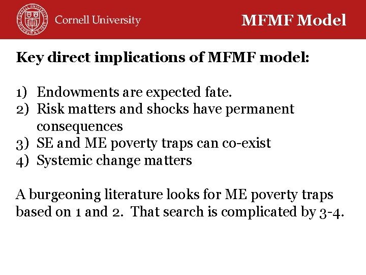 MFMF Model Key direct implications of MFMF model: 1) Endowments are expected fate. 2)