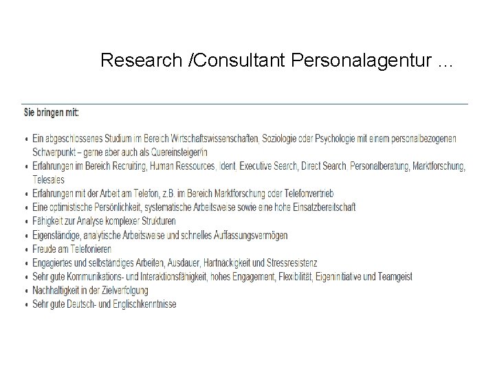 Research /Consultant Personalagentur … 