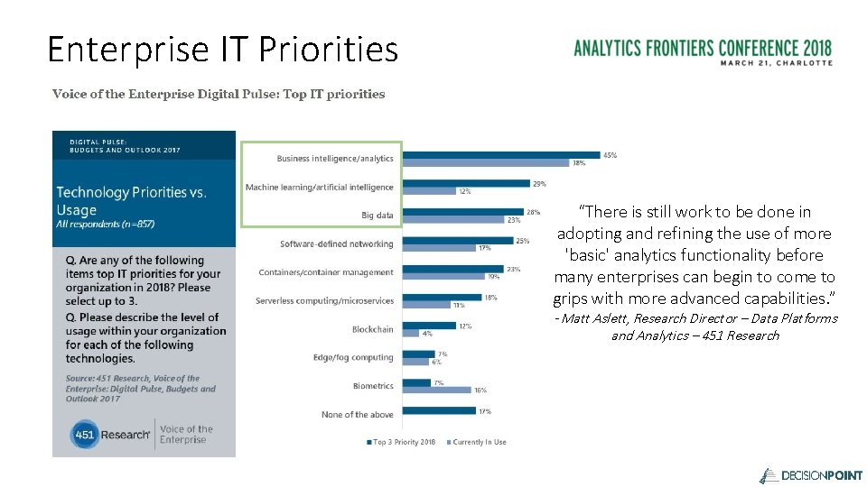 Enterprise IT Priorities “There is still work to be done in adopting and refining