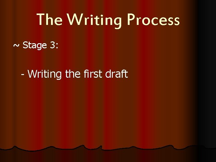 The Writing Process ~ Stage 3: - Writing the first draft 
