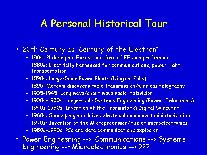 A Personal Historical Tour • 20 th Century as “Century of the Electron” – A Personal Historical Tour • 20 th Century as “Century of the Electron” –