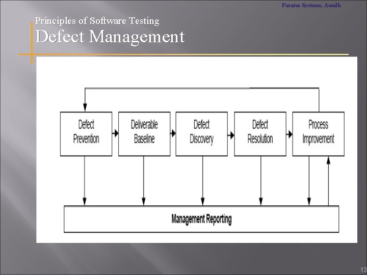 Paratus Systems, Aundh Principles of Software Testing Defect Management 13 
