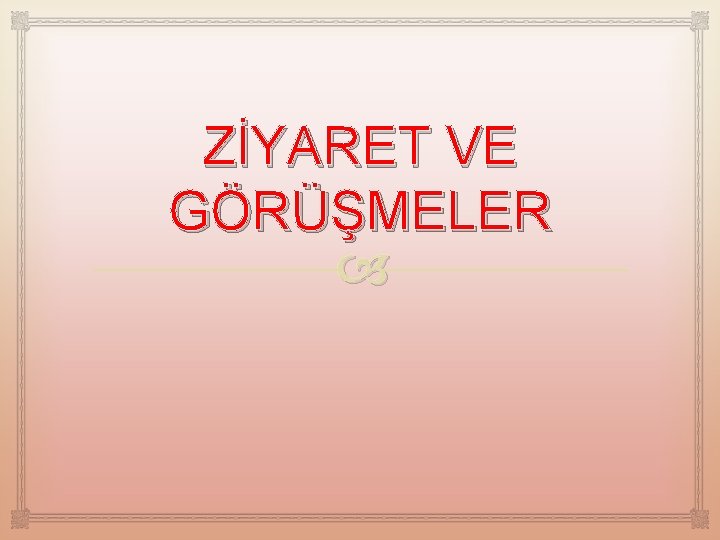 ZİYARET VE GÖRÜŞMELER 