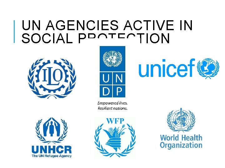 UN AGENCIES ACTIVE IN SOCIAL PROTECTION 