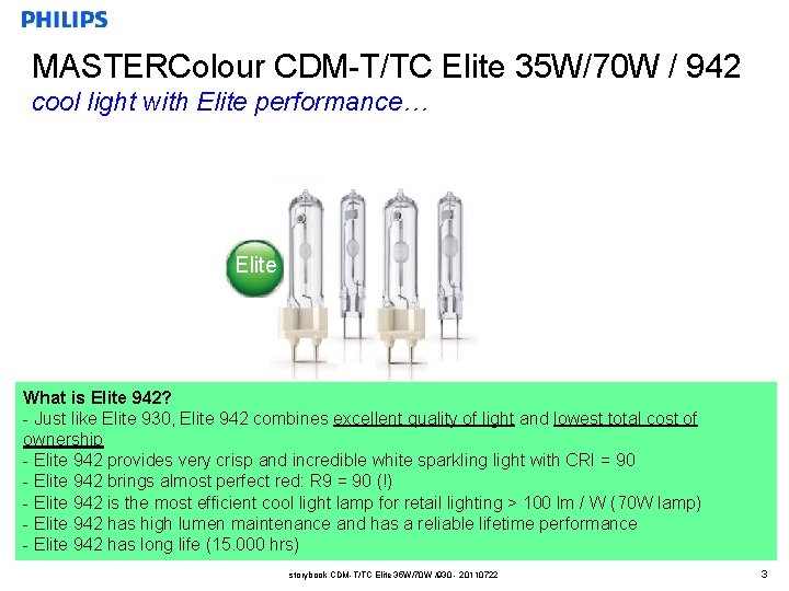 MASTERColour CDM-T/TC Elite 35 W/70 W / 942 cool light with Elite performance… Elite