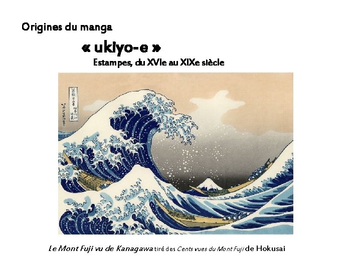 Origines du manga « ukiyo-e » Estampes, du XVIe au XIXe siècle Le Mont
