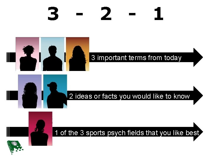 3 - 2 - 1 3 important terms from today 2 ideas or facts