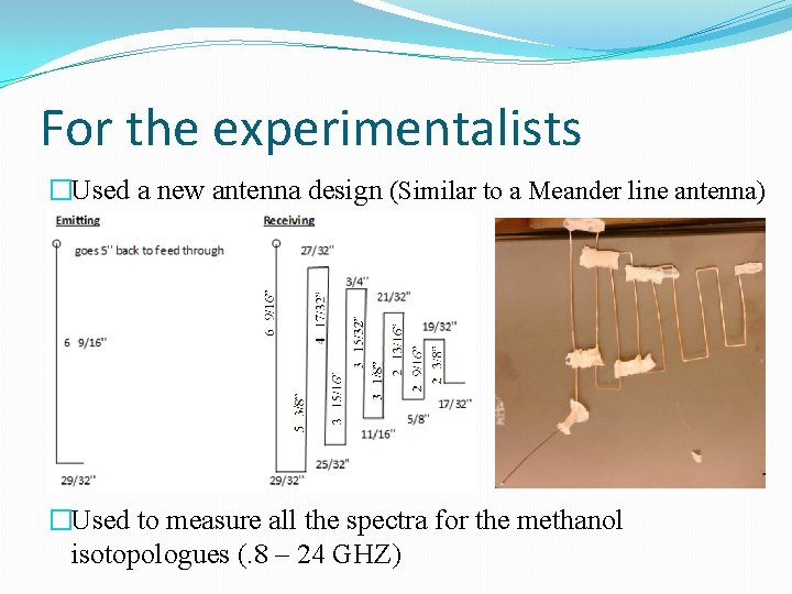 For the experimentalists �Used a new antenna design (Similar to a Meander line antenna)