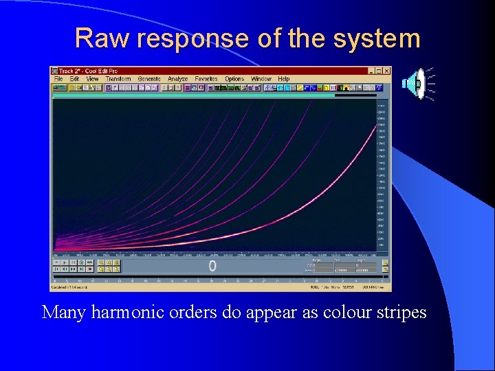 Raw response of the system Many harmonic orders do appear as colour stripes 