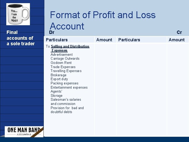 Company LOGO Final accounts of a sole trader www. company. com Format of Profit