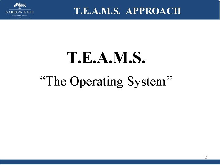 T. E. A. M. S. APPROACH T. E. A. M. S. “The Operating System”