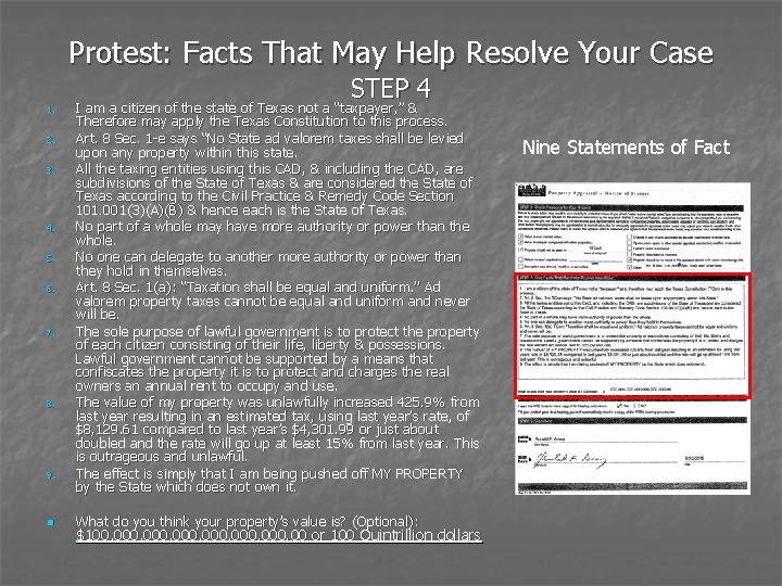 Protest: Facts That May Help Resolve Your Case 1. 2. 3. 4. 5. 6.