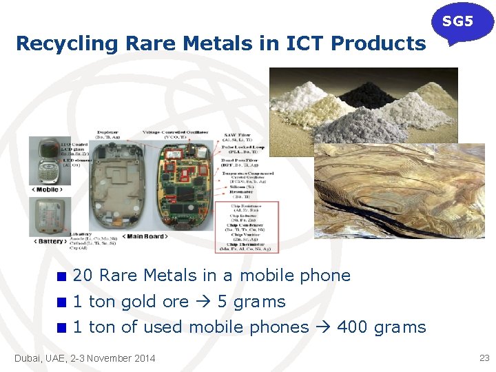 SG 5 Recycling Rare Metals in ICT Products 20 Rare Metals in a mobile