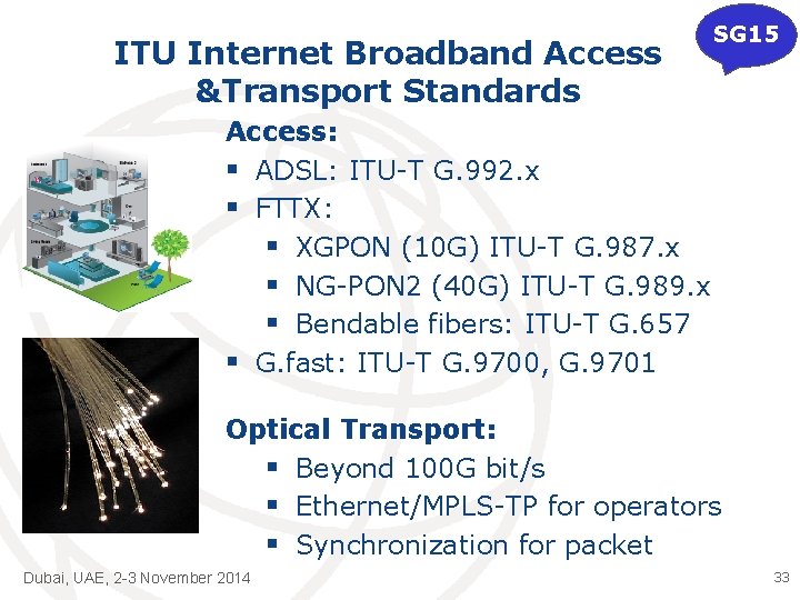 ITU Internet Broadband Access &Transport Standards SG 15 Access: § ADSL: ITU-T G. 992.