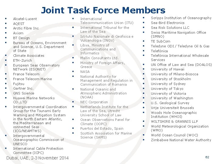 Joint Task Force Members § § § § § Alcatel-Lucent AQEST Arctic Fibre Inc