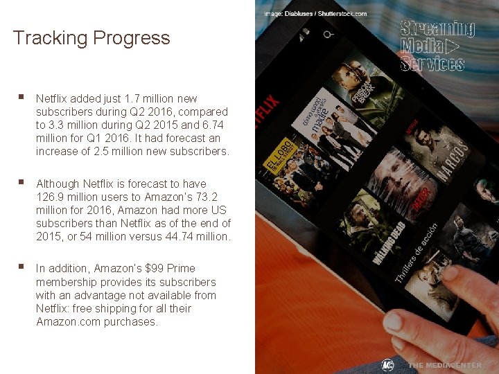 Tracking Progress § Netflix added just 1. 7 million new subscribers during Q 2