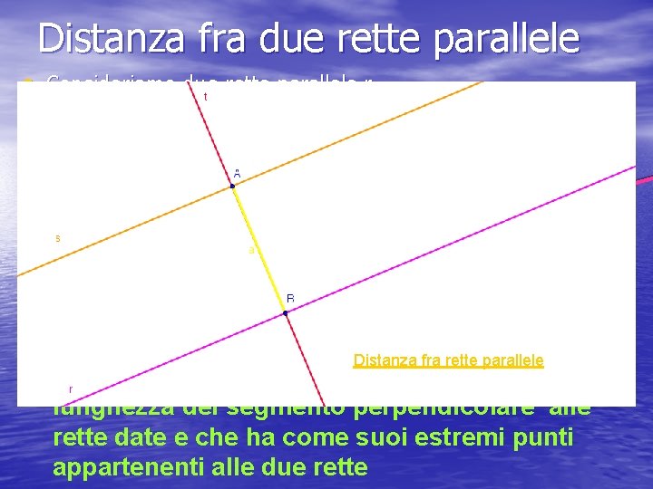 Distanza fra due rette parallele • Consideriamo due rette parallele r • • •