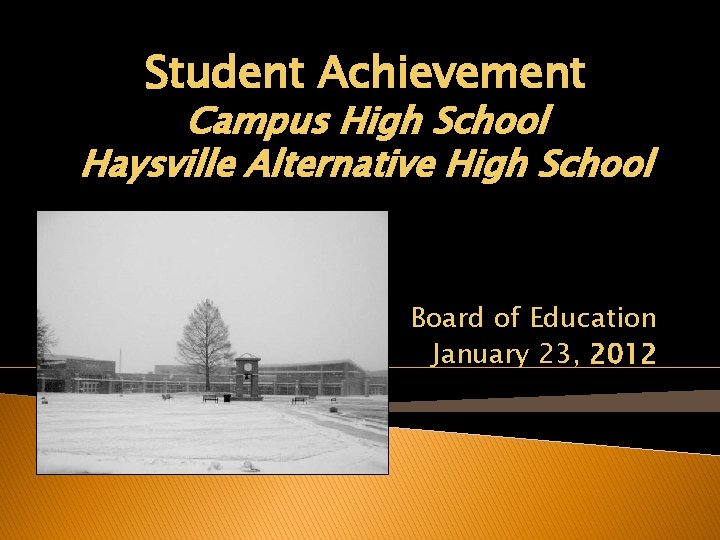 Student Achievement Campus High School Haysville Alternative High School Board of Education January 23,