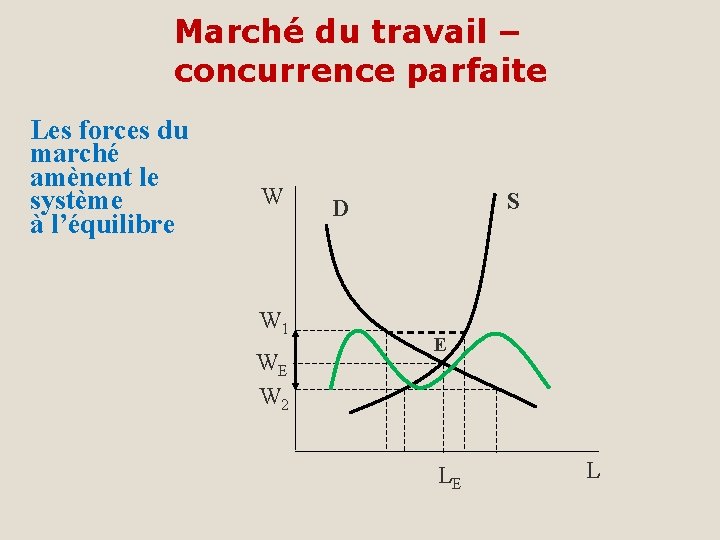 Marché du travail – concurrence parfaite Les forces du marché amènent le système à