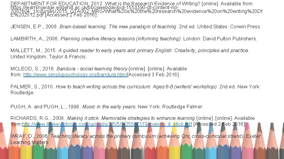 DEPARTMENT FOR EDUCATION, 2012. What is the Research Evidence of Writing? [online]. Available from: