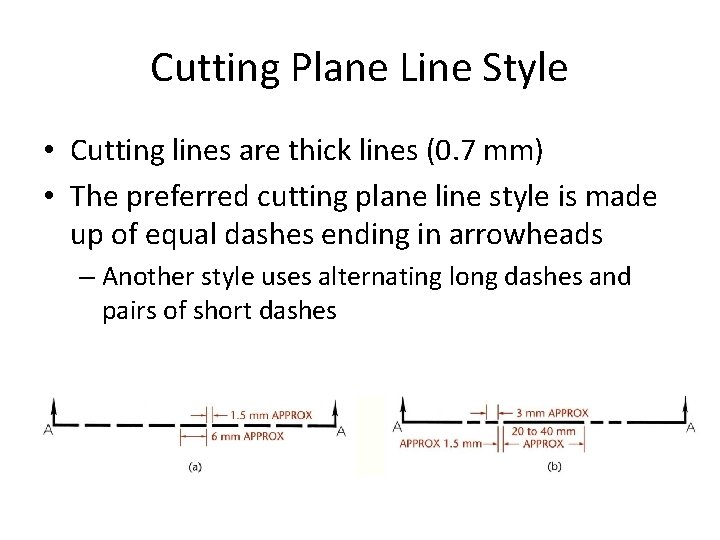 Cutting Plane Line Style • Cutting lines are thick lines (0. 7 mm) •