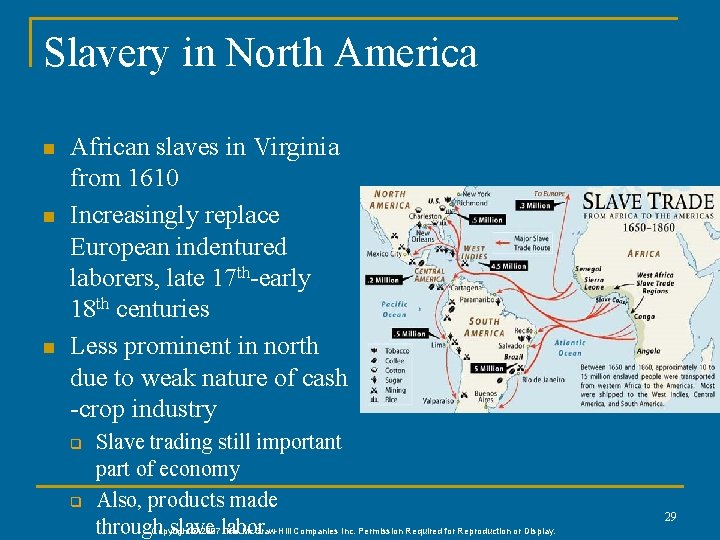 Slavery in North America n n n African slaves in Virginia from 1610 Increasingly