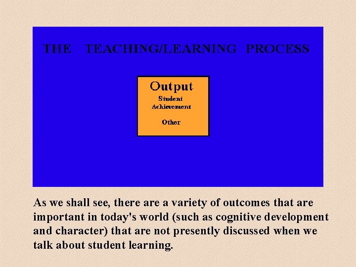 As we shall see, there a variety of outcomes that are important in today's As we shall see, there a variety of outcomes that are important in today's
