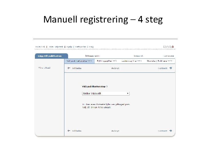 Manuell registrering – 4 steg 